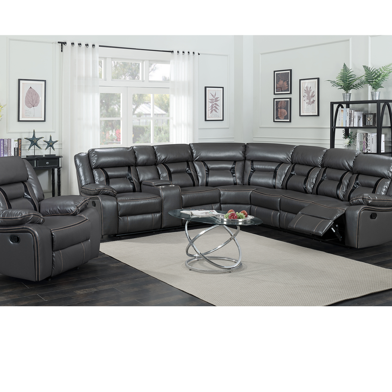 CY Modern Genuine Leather Sectional Recliner