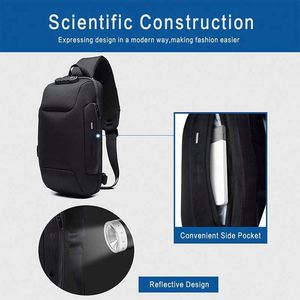 Muestra gratuita de mochila bandolera con logotipo personalizado, USB, antirrobo, para hombre, bolso de pecho, bolsos de hombro casuales para mujer - Product Image 3