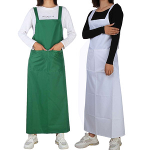 Korean Style Bib Apron Double Shoulder Solid Color Waterproof Oil Resistant Work Wear Adult Unisex Kitchen Apron - Product Image 5