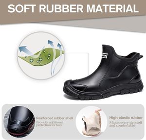 Gugifcto Unisex <strong>Wellington</strong> Boots <strong>Short</strong> Half Height Stylish Waterproof Non-Slip Rainy Day Slippery Floor Garden Shoes 36-48 EU - Product Image 2