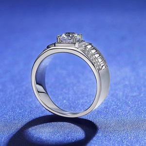 Anel Masculino de Prata Esterlina S925 com Diamante em Forma de Onda, Conjunto com Moissanite VVS de 1.0ct, Anel de Casamento de Luxo Leve e Fashionável - Product Image 4