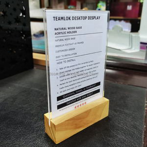 Gỗ <span class=keywords><strong>Countertop</strong></span> Hiển Thị Đứng Bằng Gỗ <span class=keywords><strong>Menu</strong></span> Bảng Lều Thông Bằng Gỗ Hai Mặt Acrylic Chủ A4 A5 A6 Tùy Chỉnh Kích Thước - Product Image 5