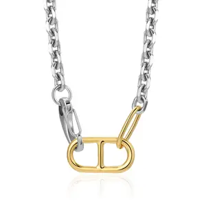 2022 Fashion New Stainless Steel placcato oro personalità Design collana bicolore a catena spessa di lusso