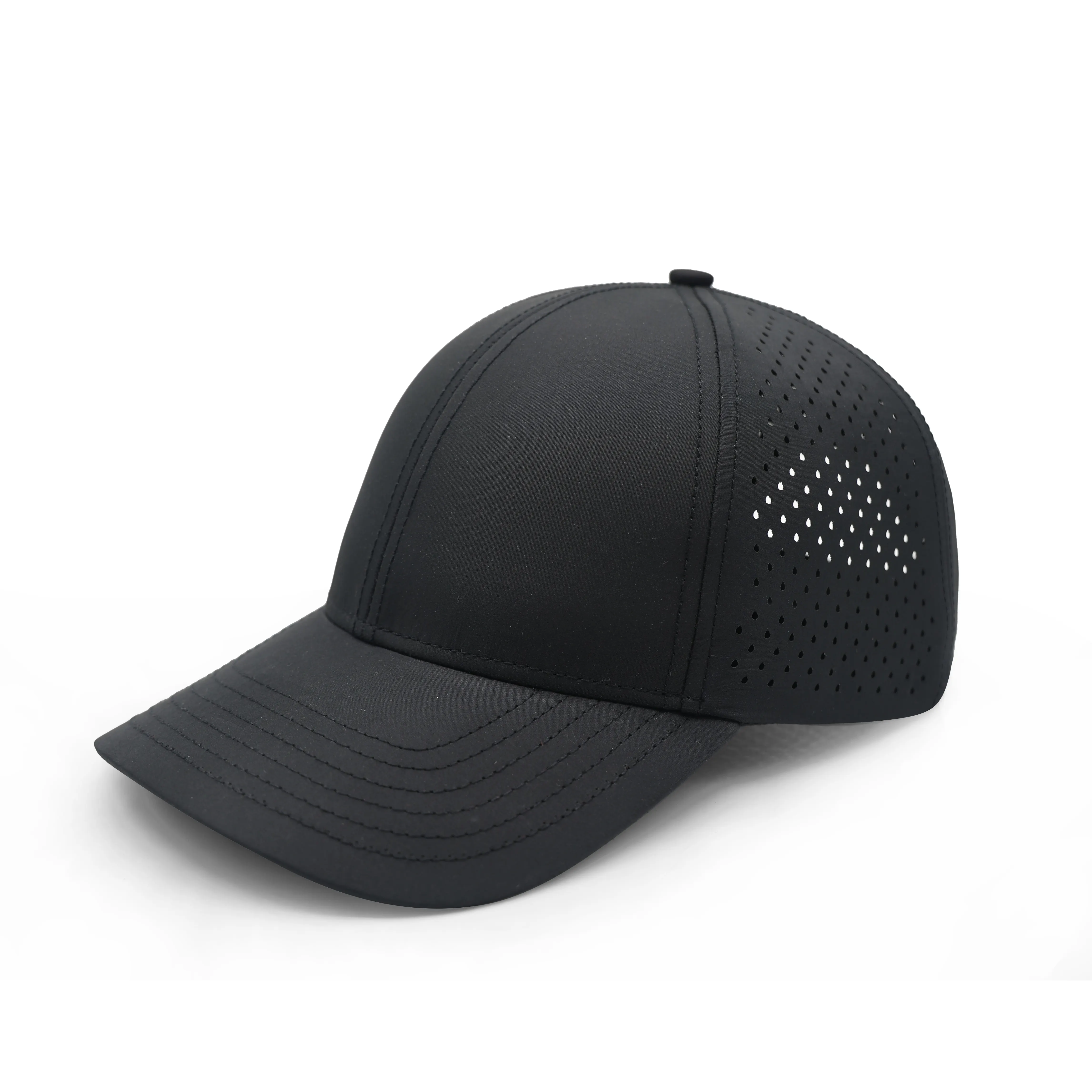 China manufacture Curved brim custom golf cap 6 panel Laser Cut Hole Perforated Hat Golf Hat