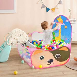Tente de jeu pop-up pour enfants à motif animalier, piscine à balles pour tout-petits, parc de jeu pour bébés avec panier de basket - Product Image 4