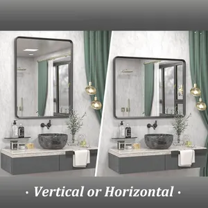 Aluminum Framed Wall Mounted Mirror Vanity Mirror 4mm Silver Bathroom Framed Mirror