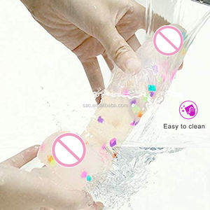 Renkli şeffaf silikon güçlü vantuz simülatörü gerçekçi Penis kadın gökkuşağı jöle yapay kristal yapay Penis seks oyuncak - Product Image 5