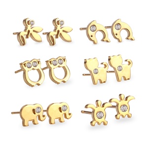 Parures de boucles d'oreilles à prix abordable pour femmes, bijoux fantaisie mignons et tendance, boucles d'oreilles en acier inoxydable avec animaux et zircon - Product Image 2