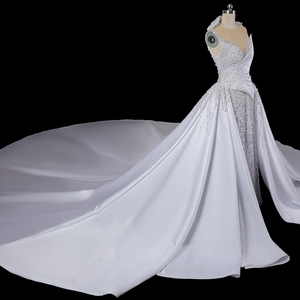 Dubai Wedding <strong>Dress</strong> <strong>Pearl</strong> Mermaid Bridal Gown <strong>with</strong> Full Beading Crystals Lace Decoration Princesse Long Train LSDZ95 Bride <strong>Dress</strong> - Product Image 3