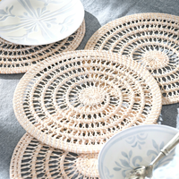 En gros Ensemble de sets de table et sous-verres en rotin, Vaisselle, Décoration de table 2025, Durable, Couleurs et tailles personnalisables, Style campagnard, Bébés