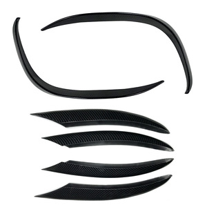 Mercedes-Benz C-Class Front Wind Vane Fog Light Grille Trim Piano Black ABS Adhesive Fitment W205 2019 Models - Product Image 5