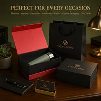 Boîte cadeau rigide magnétique noire mate haut de gamme avec ensemble de sacs shopping gaufrés pour bijoux, cadeau romantique pour anniversaire