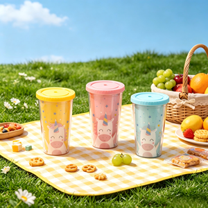 Promotional Gift Plastic Straw <b>Cup</b> Custom Logo Printed Double Wall Insulated wholesale tumbler - Product Image 1