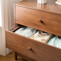 Commode à 6 tiroirs en noyer noir américain avec bord ondulé, style mid-century, en bois massif