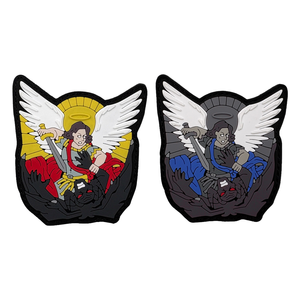 Pin de Morale de San Miguel para Brazalete, PVC con Reverso de Goma Suave, Alas de Ángel Tácticas 3D, Resistente al Agua, Triángulo en Relieve - Product Image 1