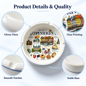 Cenicero de Cerámica Personalizado de Copenhague con Diseño de Monumentos de la Ciudad, Caja de Regalo, Cenicero Personalizado, Proveedor Mayorista OEM ODM - Product Image 4