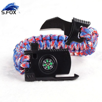 Bracelet en paracorde avec couteau, pour le camping, la nature sauvage, la randonnée, les activités de bushcraft, allume-feu