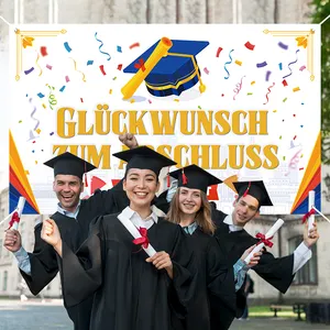 जर्मन संस्करण स्नातक सजावट पार्टी बैनर के लिए गुब्बारे पृष्ठभूमि कॉलेज/उच्च स्कूल स्नातक पार्टी की आपूर्ति