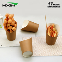Gobelets en papier kraft recyclables pour frites chaudes à emporter, 12oz/16oz, logo personnalisé