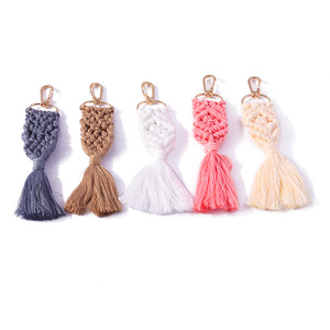 <span class=keywords><strong>Porte</strong></span>-clés pliables personnalisables en macramé bohème, faits main, avec incrustations en peluche, pour cadeaux d'affaires – Nouveauté tendance - Product Image 5