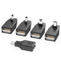 Adaptador Mini USB OTG de 90 Grados, Mini Macho a USB Hembra para Teclado, Ratón, Controlador de Juegos, Unidad Flash