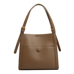 Custom real vegan leather tote clutch cross body bag ladies simple design purses casual handbag for women