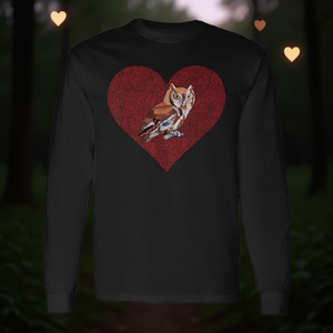 Camiseta de manga larga con diseño de corazón de San Valentín de Eastern Screech Owl, diseño de Bird Love - Product Image 3