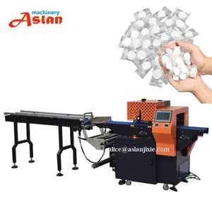 compressed towel flow type pillow packing machine/ Portable Disposable tablet shape cotton back seal package machine
