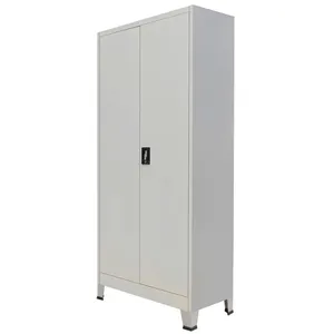 File Storage Cabinet Double Swing Door Cupboard Glass Steel Full Height Metal 4 Shelves Filing Cabinet Office