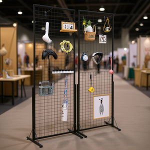 Exhibidores de Pared con Rejilla, Torre de Doble Cara, Paquete de 2 con Base en T para Exposiciones de Arte y Manualidades, Exhibición en Comercios - Product Image 2