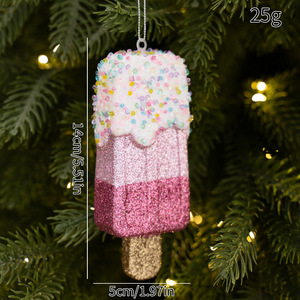 Ornements suspendus LINGKAI écologiques en PVC, motif canne à sucre 3D scintillante, menthe poivrée, beignets et cupcakes, avec cordes dorées, pour décorations de Noël et de fête - Product Image 6