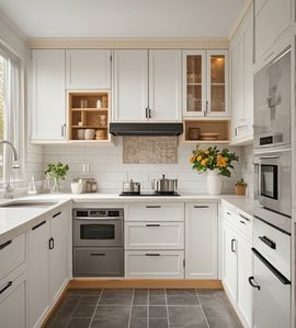 Meubles de cuisine chinois, armoires, design de porte, prêt à assembler, ensemble complet, bois massif, armoires de cuisine modulaires de luxe - Product Image 1