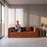 Canapé modulaire moderne en tissu corduroy, mousse haute densité, structure en acier inoxydable détachable, OEM ODM Gerbrsi