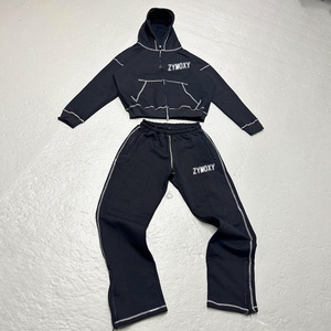 Conjunto de Sudadera con Capucha y Pantalones Deportivos Holgados de Pierna Recta con Costuras en Contraste Personalizables, Fabricante de Chándales de Felpa Técnica - Product Image 1