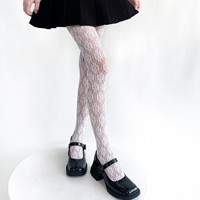 Nouvelle collection Printemps-Été : Collants résille blancs en dentelle jacquard à motif floral ajouré, style rétro français, sexy, pour femme