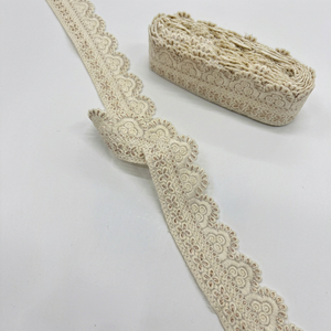 Embroidered Cut Work Floral Lace Trim 100 Percent Polyester 3cm Width 9 Meter Roll <b>for</b> Ethnic Wear Bags Shoes and Home Textiles - Product Image 1