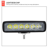 Phare de travail 6 pouces 6 LED 18W 3030 Spot DRL 1800LM 12V IP65 auxiliaire pour camion et SUV
