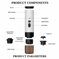 Cafetera Portátil 3 en 1 Kingze, Cafetera Espresso Inalámbrica Recargable, Compatible con Cápsulas Nespresso y Café Molido