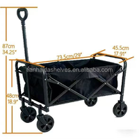 Chariot pliable robuste en acier inoxydable à 4 roues, grandes roues pour sable, portable, pour camping, sports et outils de transport extérieur (OEM)