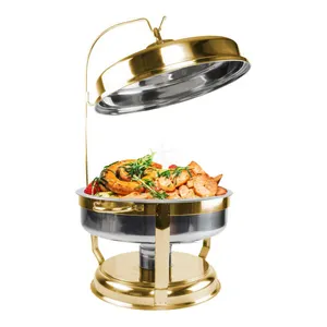 Vendita calda in acciaio inox 8.5L unico sfregamento piatti per Hotel cucina ristorante oro Chaffing piatti di lusso