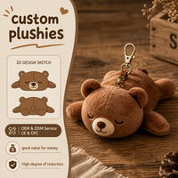 Porte-clés en peluche ours couché, nouveauté, porte-clés animal en peluche