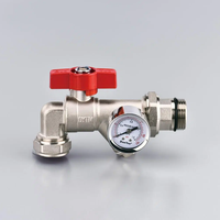 Vanne de régulation d'eau manuelle en laiton DunYun avec manomètre, structure à bille, raccord BSP/NPT, débit de 1 à 100 L/min, OEM