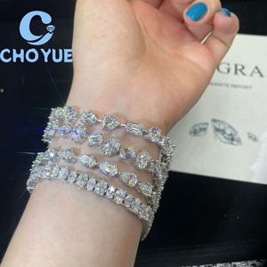 Pulsera de tenis de lujo de plata de ley 925 con moissanita, estilo Iced Out, joyería fina para hombres y mujeres, pasa la prueba del diamante, directo de fábrica - Product Image 4