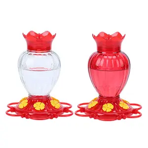 Red Glass Humming Bird Bottle Wild Food Bird Drinker Bird Water Feeder