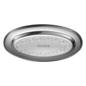 <span class=keywords><strong>Plato</strong></span> Ovalado de Acero Inoxidable Estilo Coreano, Bandeja Plateada para Pescado al Vapor, Barbacoa y Aperitivos - Product Image 6