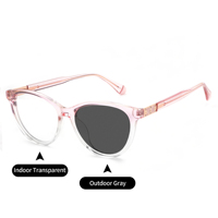 Lunettes optiques de haute qualité en acétate, monture œil-de-chat, verres photochromiques, charnières à ressort, pour femme