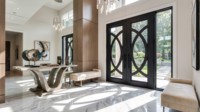 Porte double en fer forgé LINCAI, style moderne et luxueux, avec cercles concentriques |   Porte d'entrée d'appartement minimaliste forgée à la main, grande taille