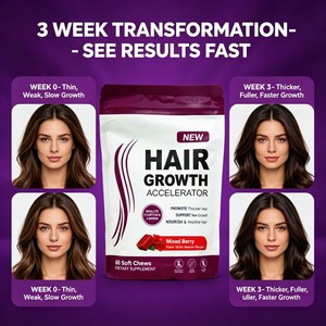 Complément alimentaire LUVVITA aux baies mélangées pour la perte de cheveux, accélérateur de croissance des cheveux sain, gommes à la biotine douces, soins de santé pour femmes adultes - Product Image 3