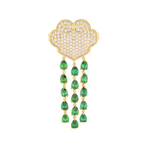 Broche de Luxo Feminino com Esmeralda e Design de Nuvem Grande com Franjas para Decoração de Suéter e Terno – Presente Fashion - Product Image 5