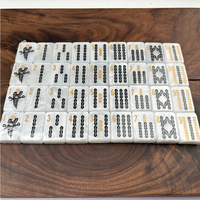 Grosir Pabrik Set Mahjong Amerika hitam 160 34mm ubin Mahjong akrilik pola Logo warna-warni Set Mahjong